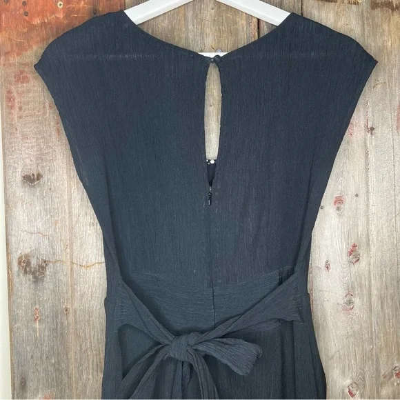 Anthropologie Black Abbey Crepe Wide Leg Jumpsuit Tie Waist Cocktail Size 6 - Picture 6 of 13